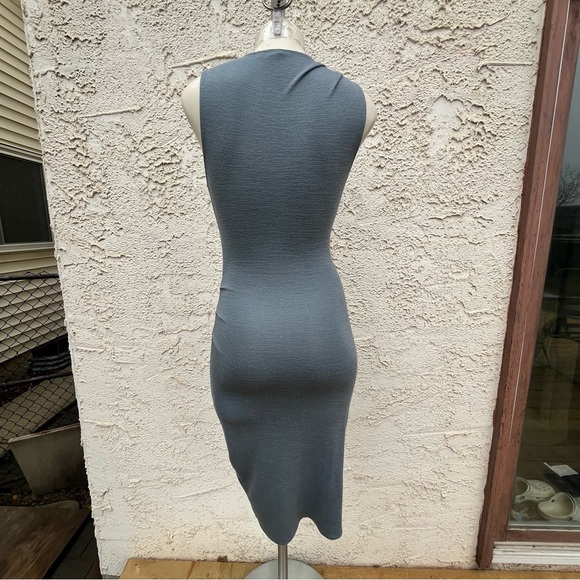 Wilfred Free Isidora Steel Blue Faux Wrap Jersey Knit Dress - Picture 2 of 13